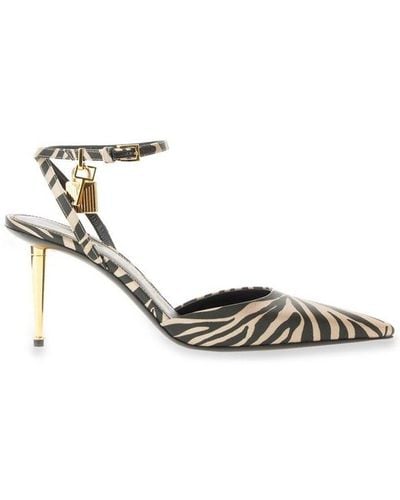 Tom Ford Padlock Zebra Printed Ankle Strap Court Shoes - Multicolour