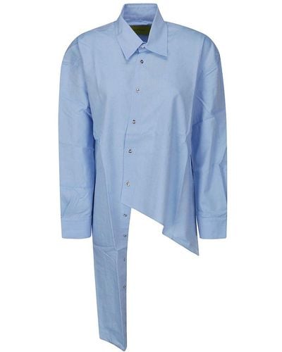 Marques'Almeida Asymmetric Hem Wrap Shirt - Blue