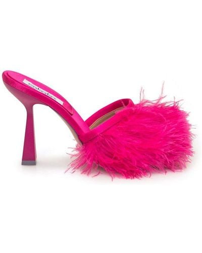 Sebastian Milano Ross Feather Embellished Mules - Pink