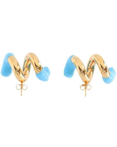 Sunnei Fusillo Logo Engraved Earrings - Blue