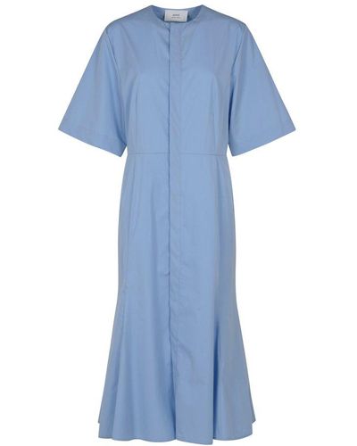Ami Paris Flared Hem Shirt Dress - Blue