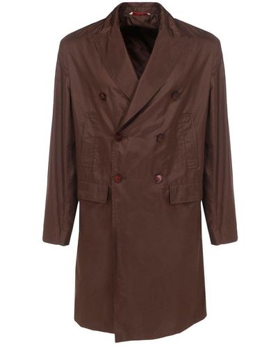 Valentino Double Breasted Back Slit Coat - Brown