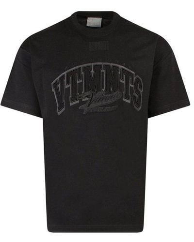 VTMNTS Logo Embroidered Short-sleeved T-shirt - Black