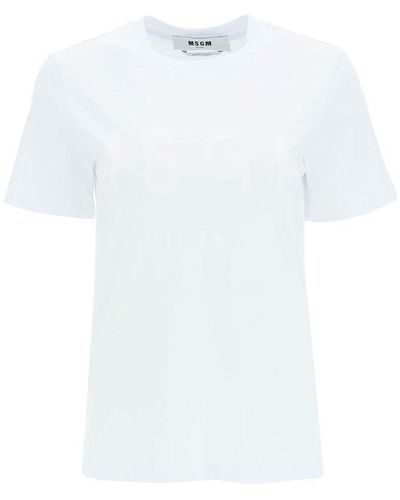 MSGM Logo Printed Crewneck T-shirt - White