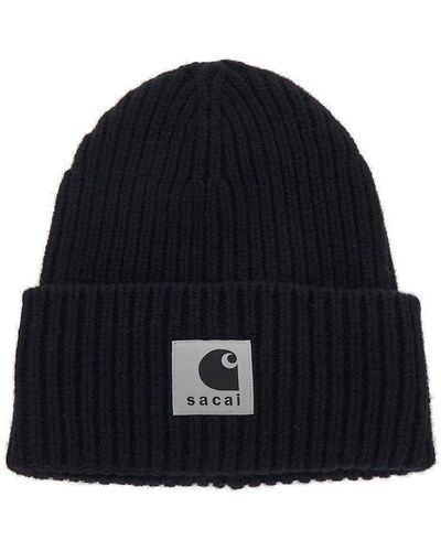 Sacai X Carhartt Wip Brand-patch Wool-blend Beanie in Black | Lyst
