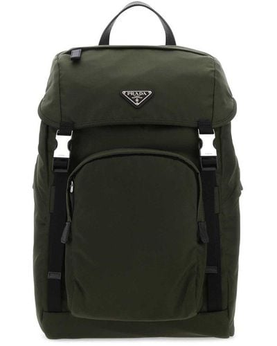 Prada Logo Backpack - Green