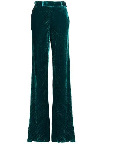 Etro High-waist Flared Velvet Pants - Green