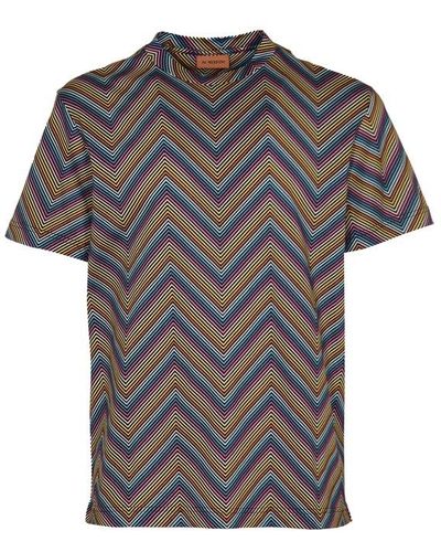 Missoni Zigzag Printed Short Sleeved T-shirt - Gray
