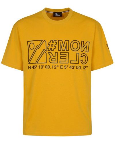 Moncler Logo Printed Crewneck T-shirt - Yellow