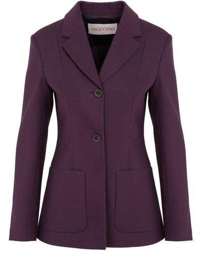 Valentino Single Breasted Jacket - Purple