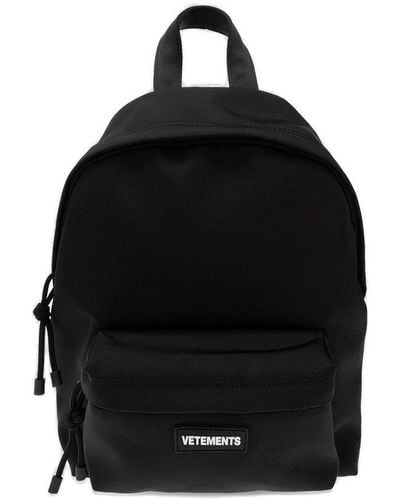 Vetements Logo Patch Backpack - Black