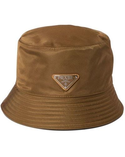 Prada Re-nylon Triangle-logo Bucket Hat - Brown