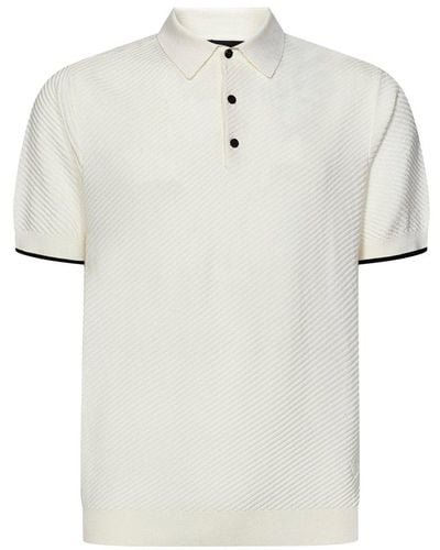 Emporio Armani Short-sleeved Knitted Polo Shirt - White