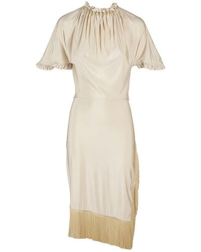 Rabanne Fringed Asymmetric Midi Dress - White