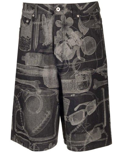 Off-White c/o Virgil Abloh Xray Jacquard-print Denim Shorts - Grey