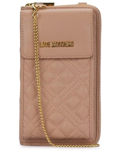 Love Moschino Logo Plaque Chained Wallet - Brown