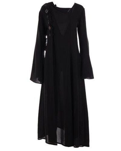 Yohji Yamamoto Embroidered Long-sleeved Dresses - Black