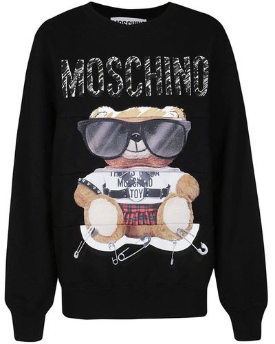 Moschino Teddy Logo Printed Sweatshirt - Black