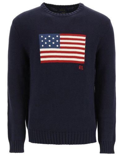 Polo Ralph Lauren Sweater With American Flag - Blue