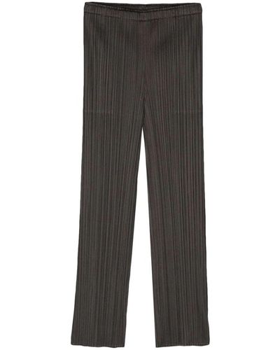 Pleats Please Issey Miyake January Pleated Cropped Trousers - Grey