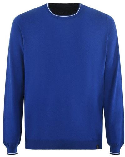 Fay Logo-patch Crewneck Sweater - Blue
