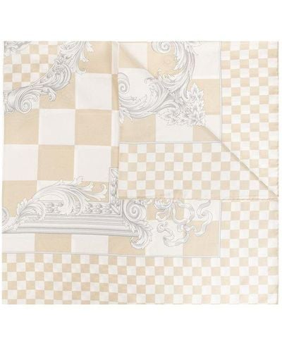 Versace Logo-printed Square Shape Scarf - White