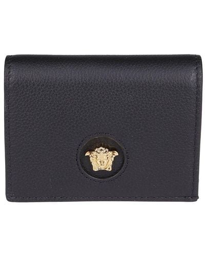 Versace Medusa Plaque Compact Wallet - Black