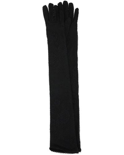 Balenciaga Long Stretch Lace Gloves - Black