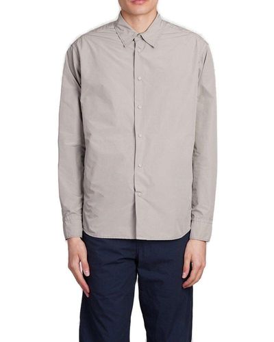 Aspesi Long Sleeved Press-stud Shirt - Grey