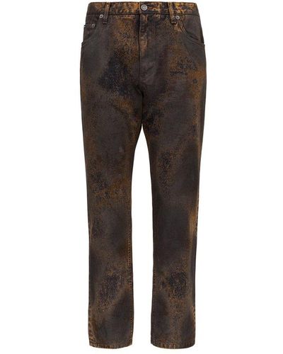 Dolce & Gabbana Rust Color Jeans With Acid Wash Effect - Brown