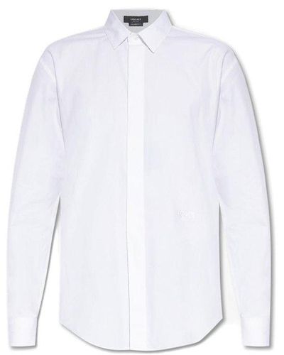 Versace Logo Detailed Buttoned Shirt - White