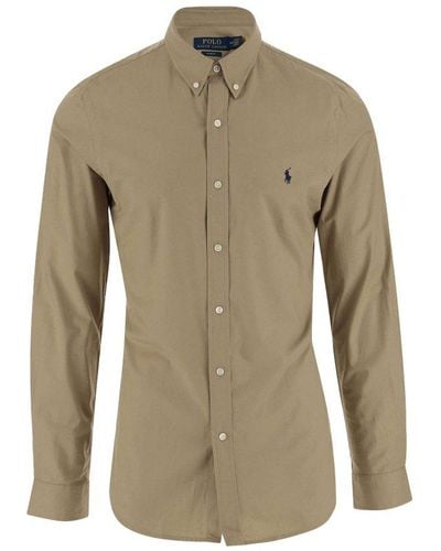 Polo Ralph Lauren Pony Embroidered Long-sleeved Shirt - Grey