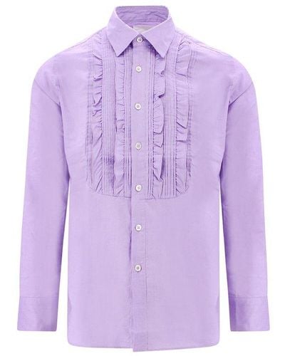 PT Torino Bib-collar Long-sleeve Buttoned Shirt - Purple