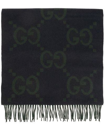 Gucci Cashmere Scarf With Monogram, - Black