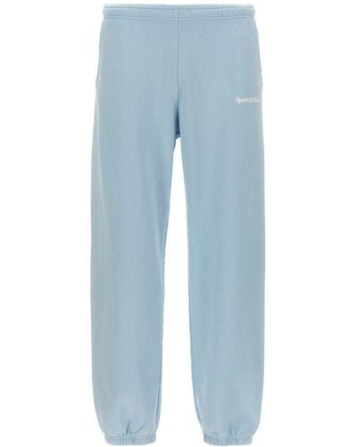 Sporty & Rich Logo Printed Elasticated Waistband Trousers - Blue