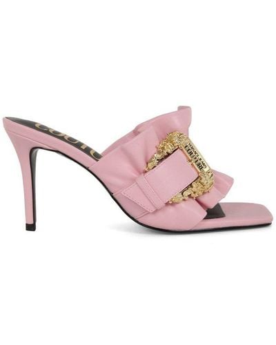 Versace Buckle-detailed Slip-on Sandals - Pink