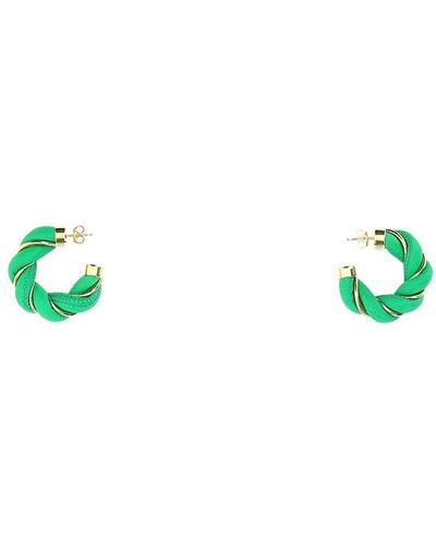 Bottega Veneta Interwoven Hoop Earrings - Green