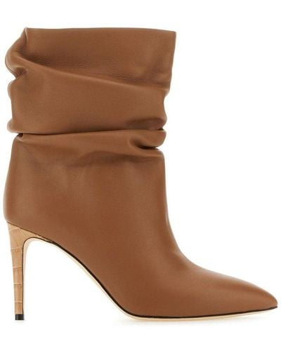 Paris Texas Ruched Pointed-toe Boots - Brown