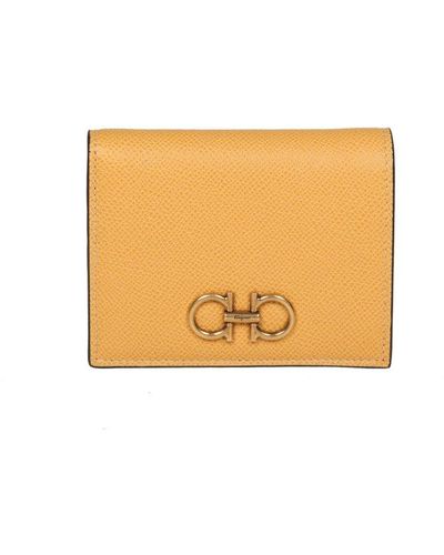 Ferragamo Salvatore Gancini Leather Wallet - Orange