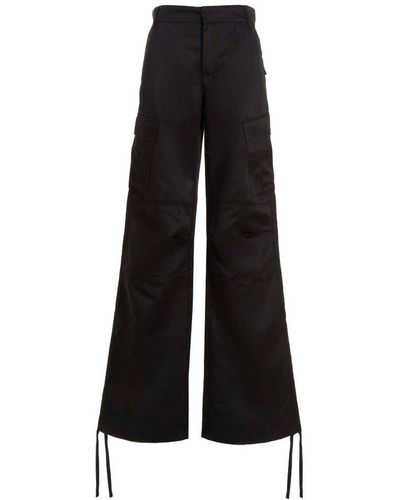 ANDAMANE Wide-leg Satin Cargo Trousers - Black
