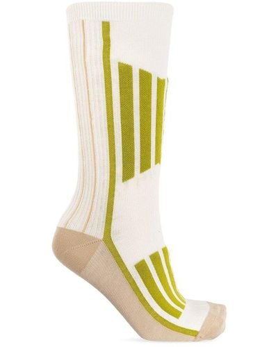 Ganni Striped Socks, - Yellow