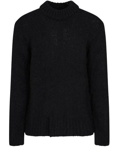 Thom Krom Whipstitch Detailed Intarsia-knit Sweater - Black