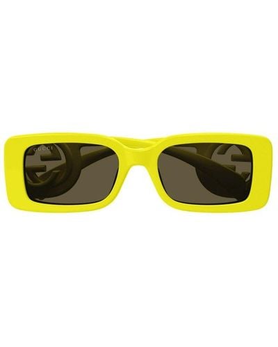 Gucci Rectangle Frame Sunglasses - Yellow