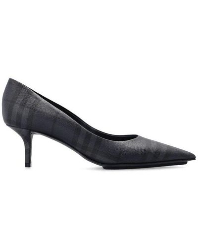 Burberry Checked Pointed-toe Pumps - Blue