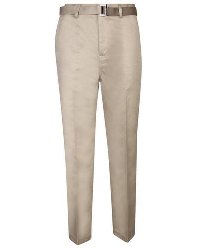 Sacai Belted Tailored Chino Trousers - Natural