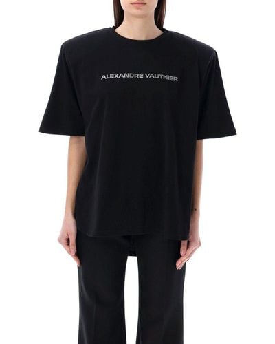 Alexandre Vauthier Logo Printed Padded Sleeved T-shirt - Black