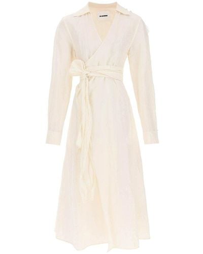 Jil Sander Linen Cotton Wrap Dress - White