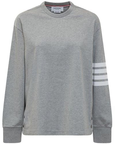 Thom Browne Engineered 4-bar Long Sleeve T-shirt - Gray