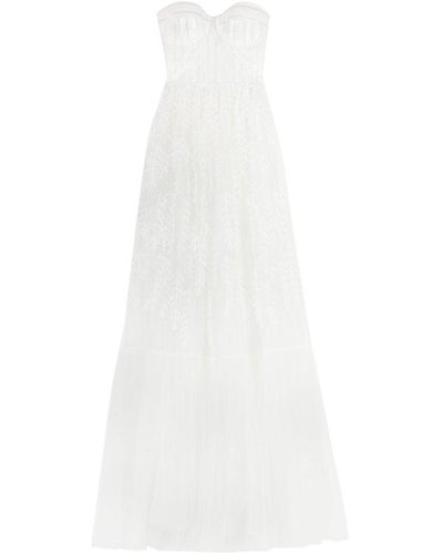 Elisabetta Franchi Embellished Strapless Dress - White