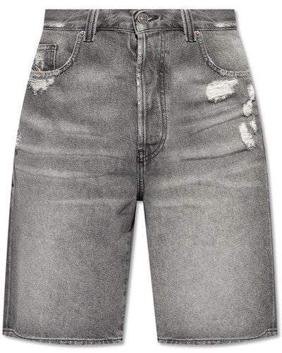 DIESEL Distressed Denim Shorts - Grey